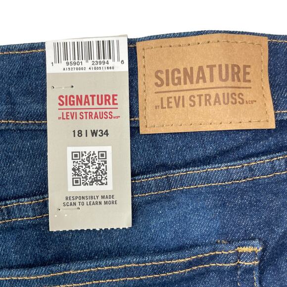 Levis Womens Jean Shorts Sz 18 Hertitage High Rise 5" Shorts Super Stretch Denim - Picture 3 of 12